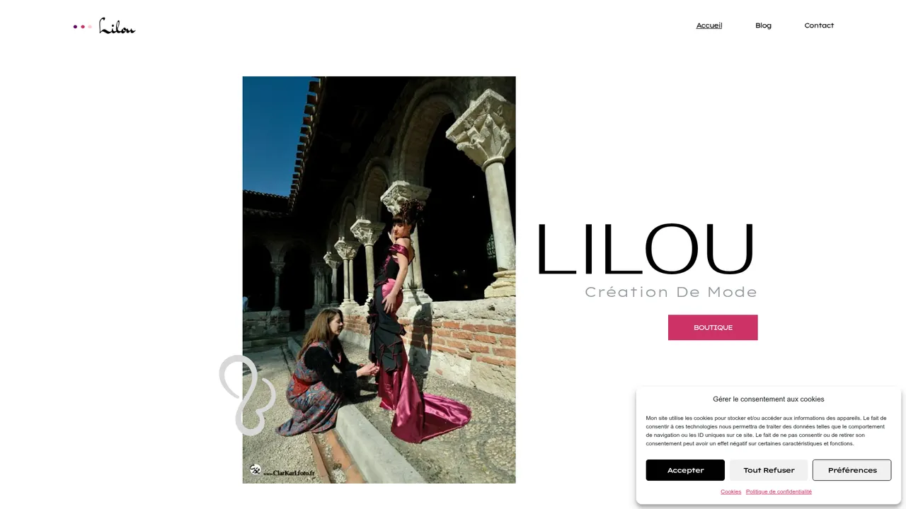Aperçu du site Lilou création de vêtements pour les femmes