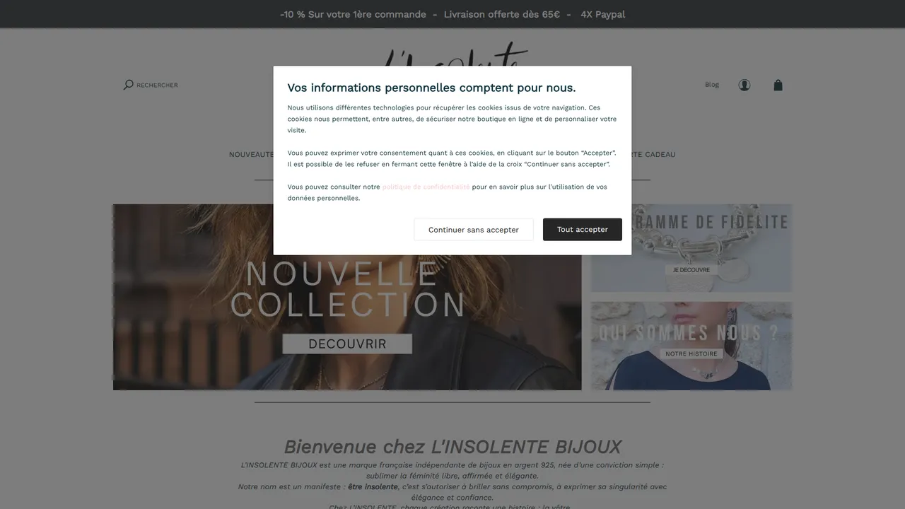 Aperçu du site L'insolente bijoux