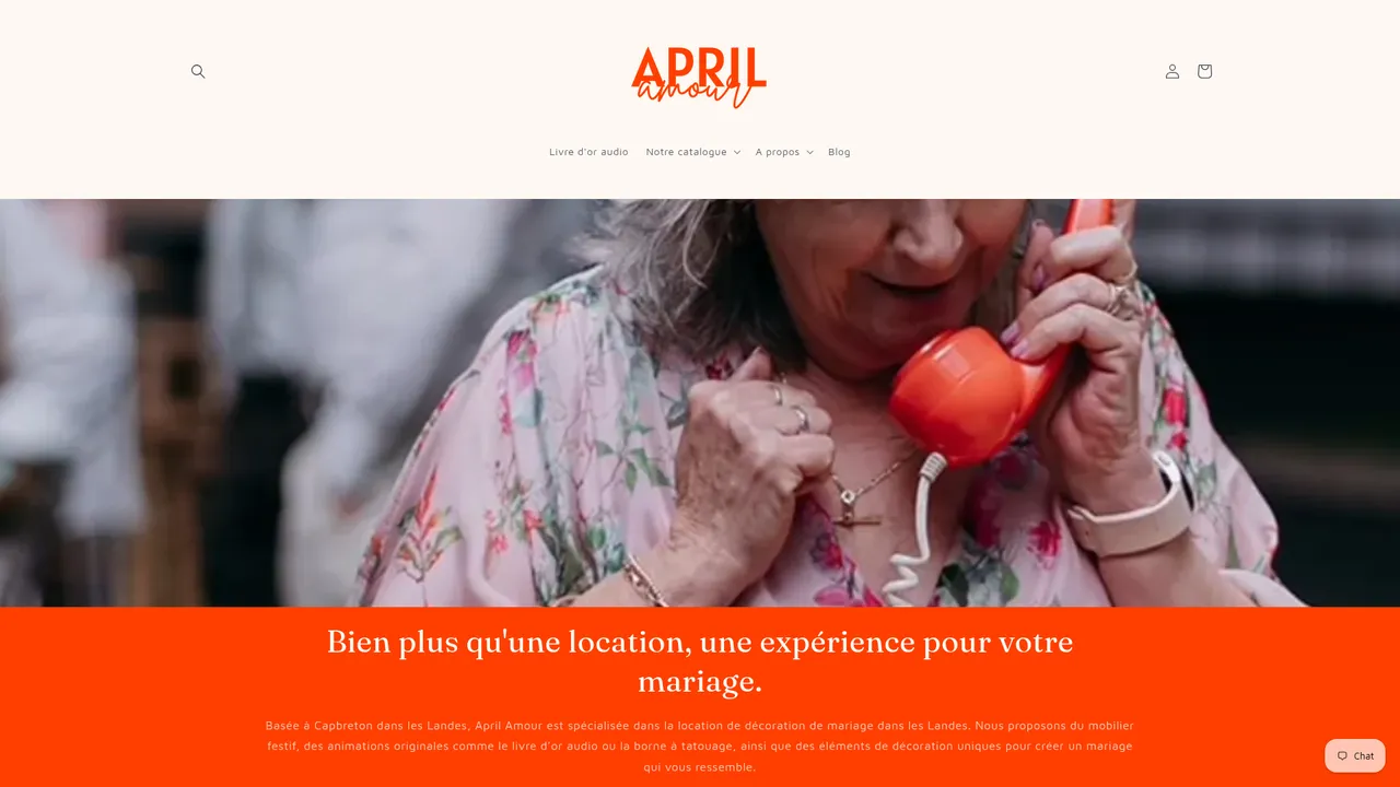 Aperçu du site Location décoration mariage Landes téléphone audio