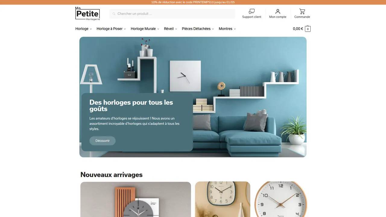 Aperçu du site Ma Petite Horlogerie : montres et bracelets fantaisie