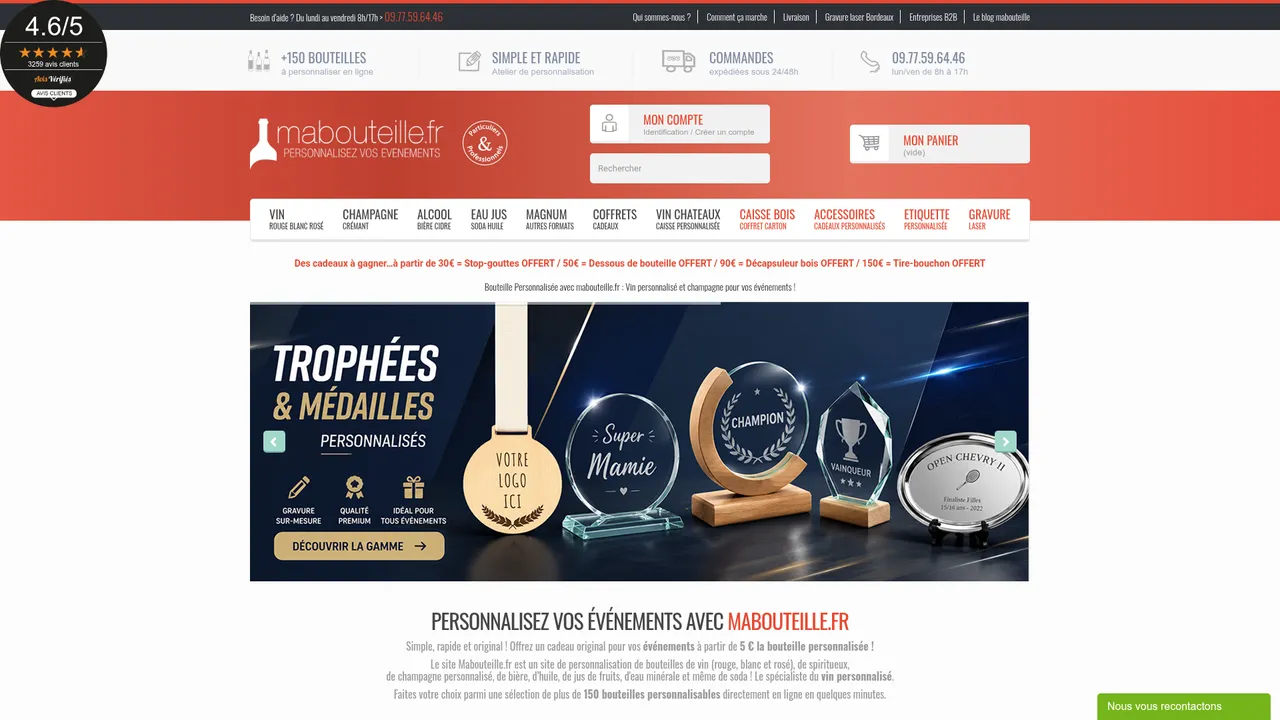 Screenshot de MaBouteille, Bouteilles personnalisées