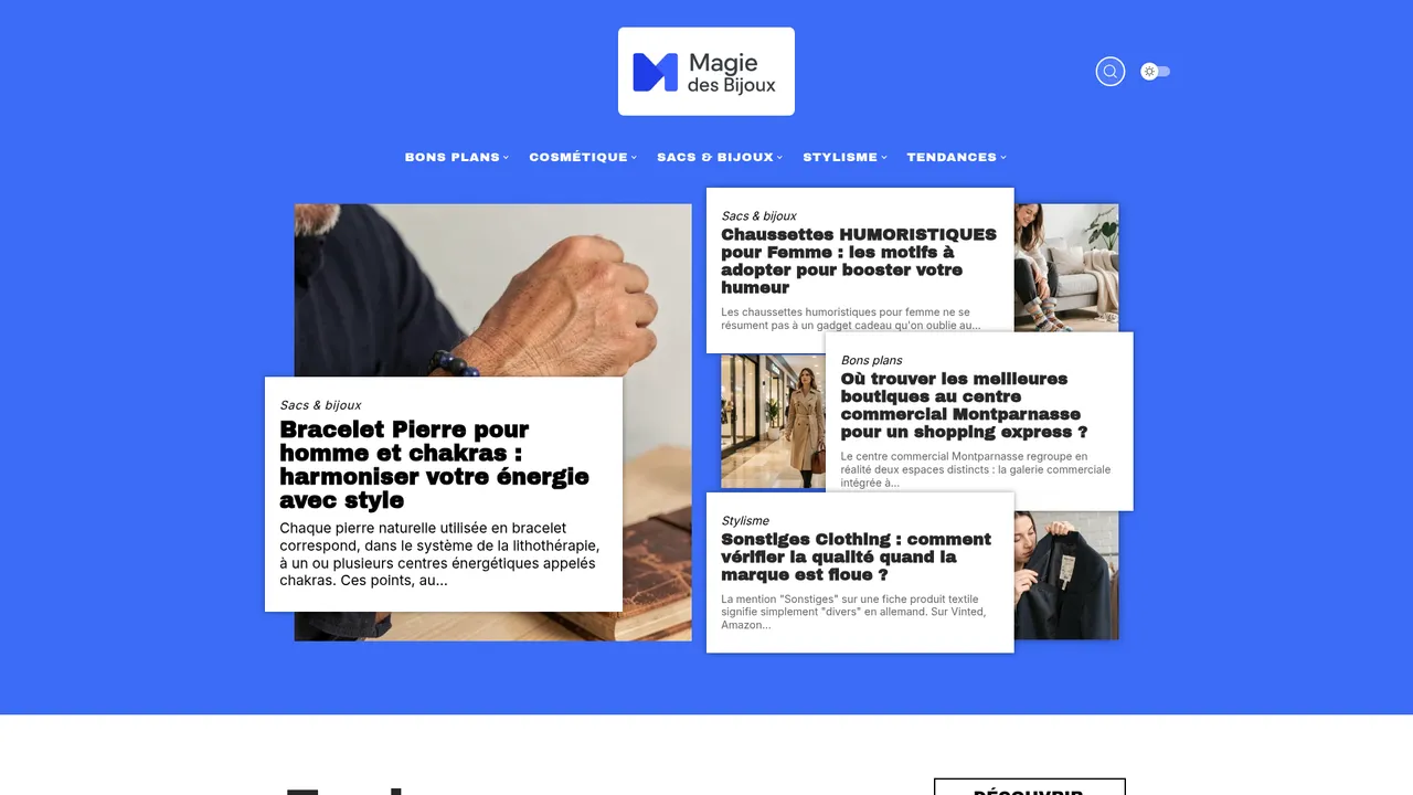 Screenshot de Magie des bijoux: boutique spécialisée en pierres minérales