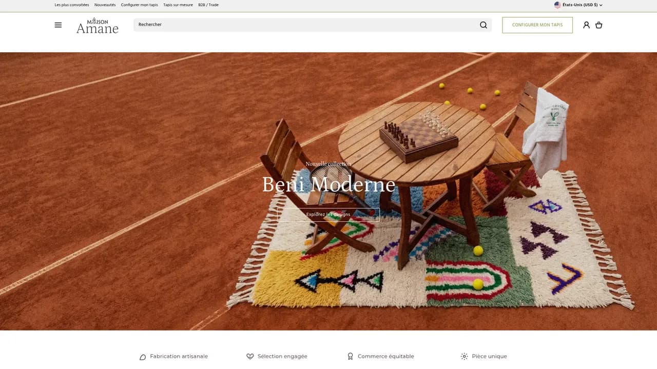 Screenshot de Maison Amane | Tapis berbères faits main & sur-mesure