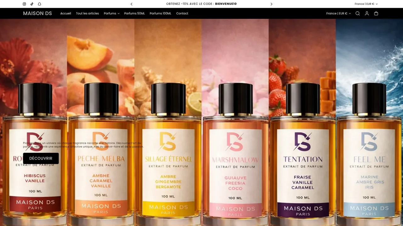 Screenshot de Maison DS - Parfums de niche français dès 20€