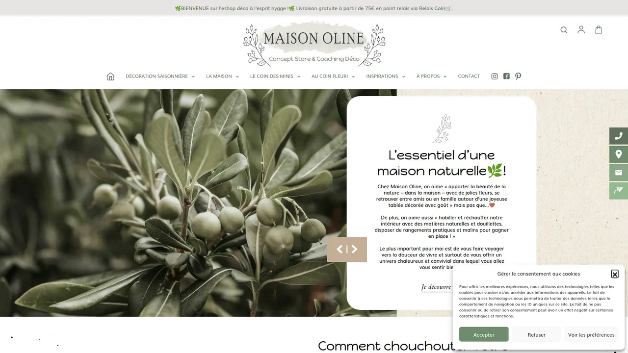 Aperçu du site Maison Oline