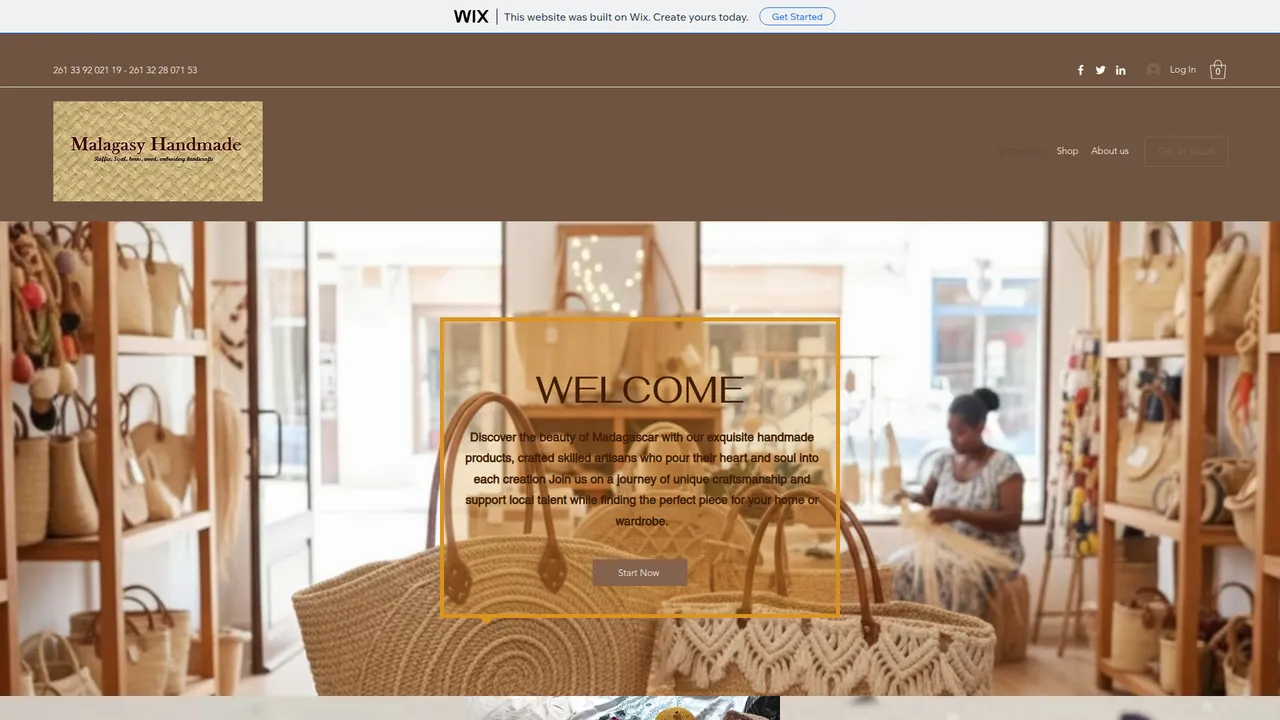 Aperçu du site Malagasy handmade