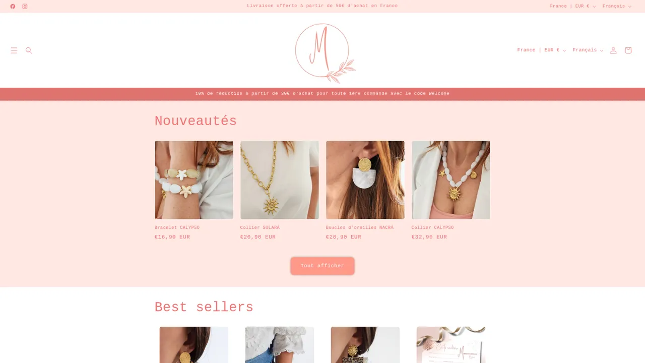 Screenshot de manacreationsbijoux.com