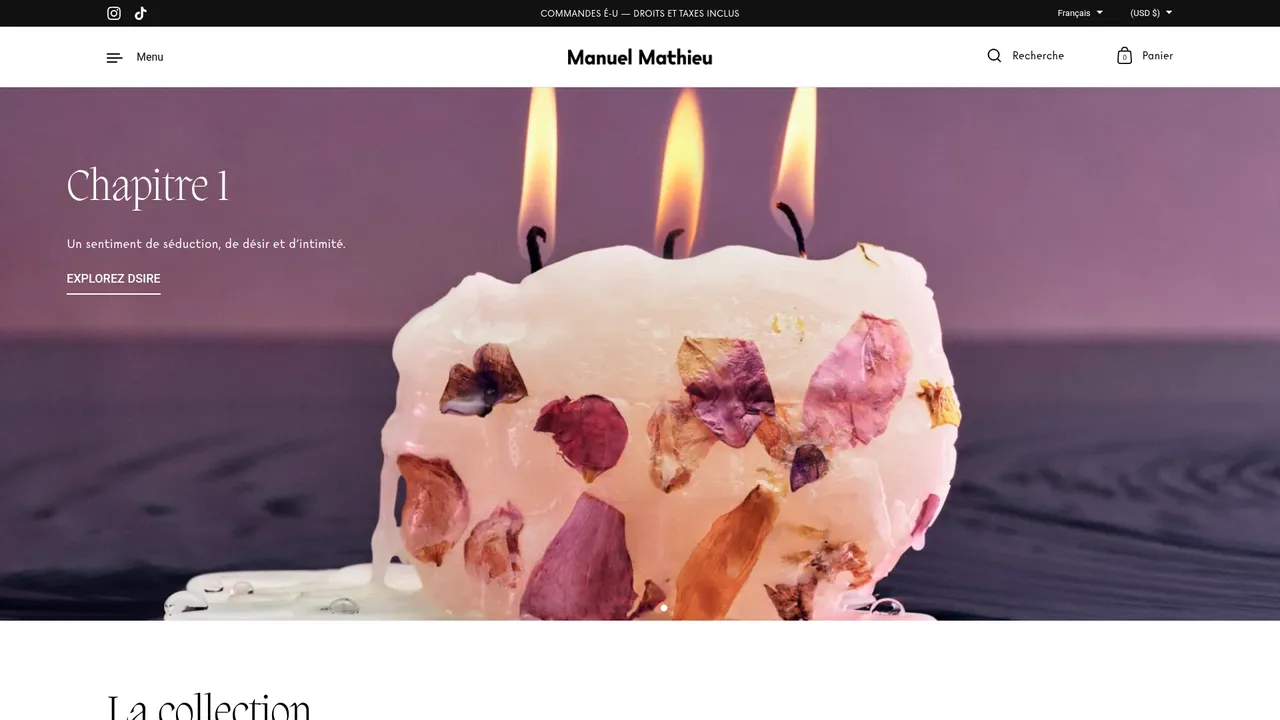 Aperçu du site Manuel Mathieu Parfums