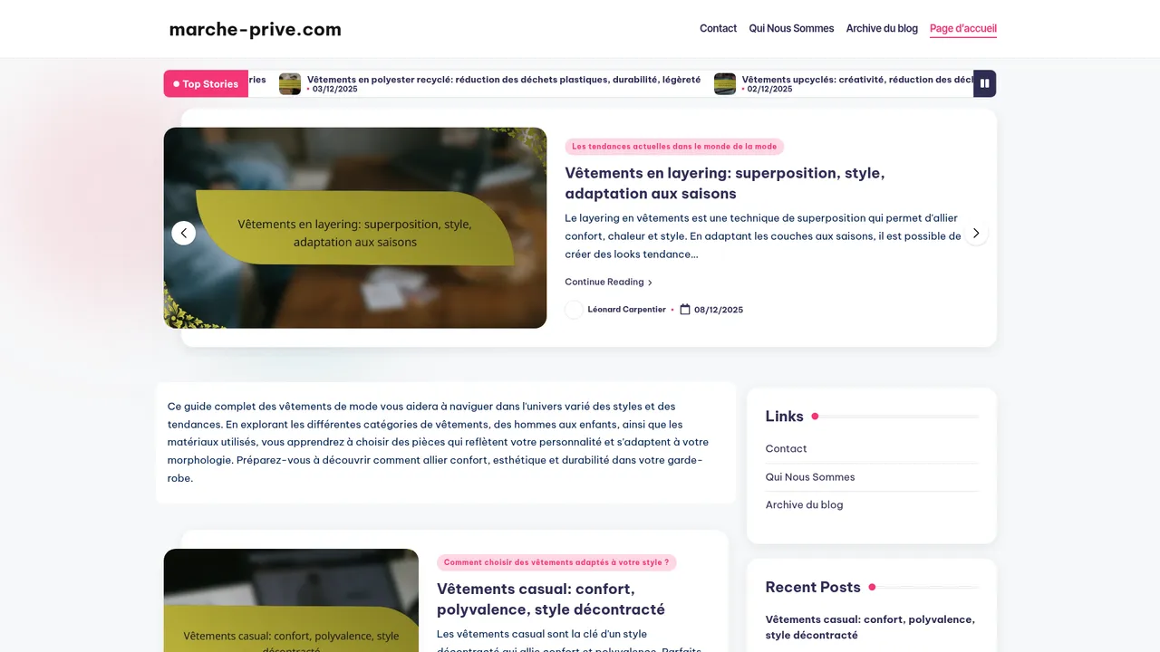 Aperçu du site Marché Privé