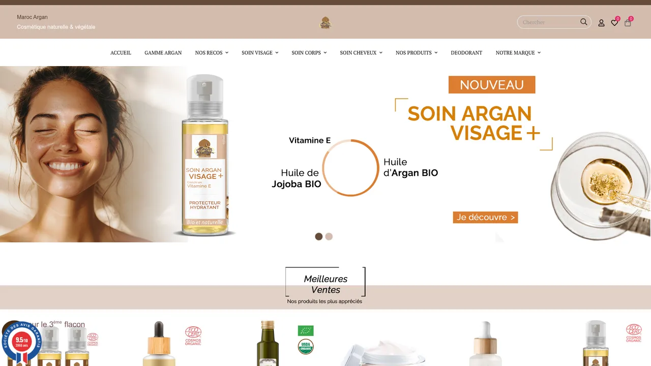 Aperçu du site Maroc Argan, la boutique en ligne pour votre huile d’argan bio