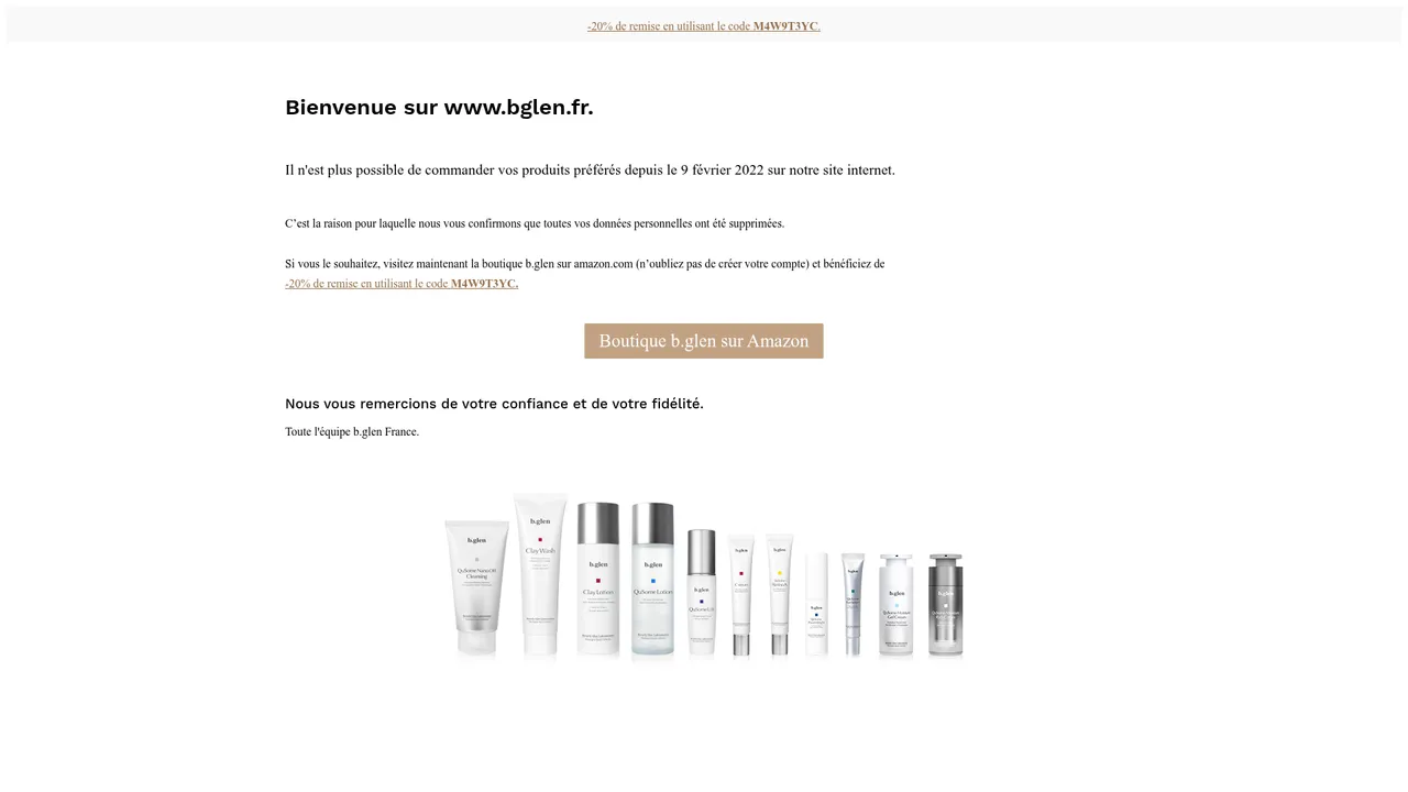 Aperçu du site Marque de cosmétiques japonaise - b.glen
