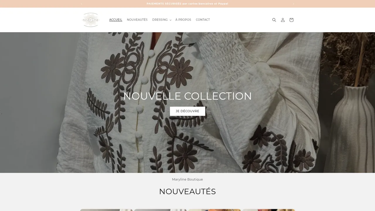 Aperçu du site Maryline Boutique