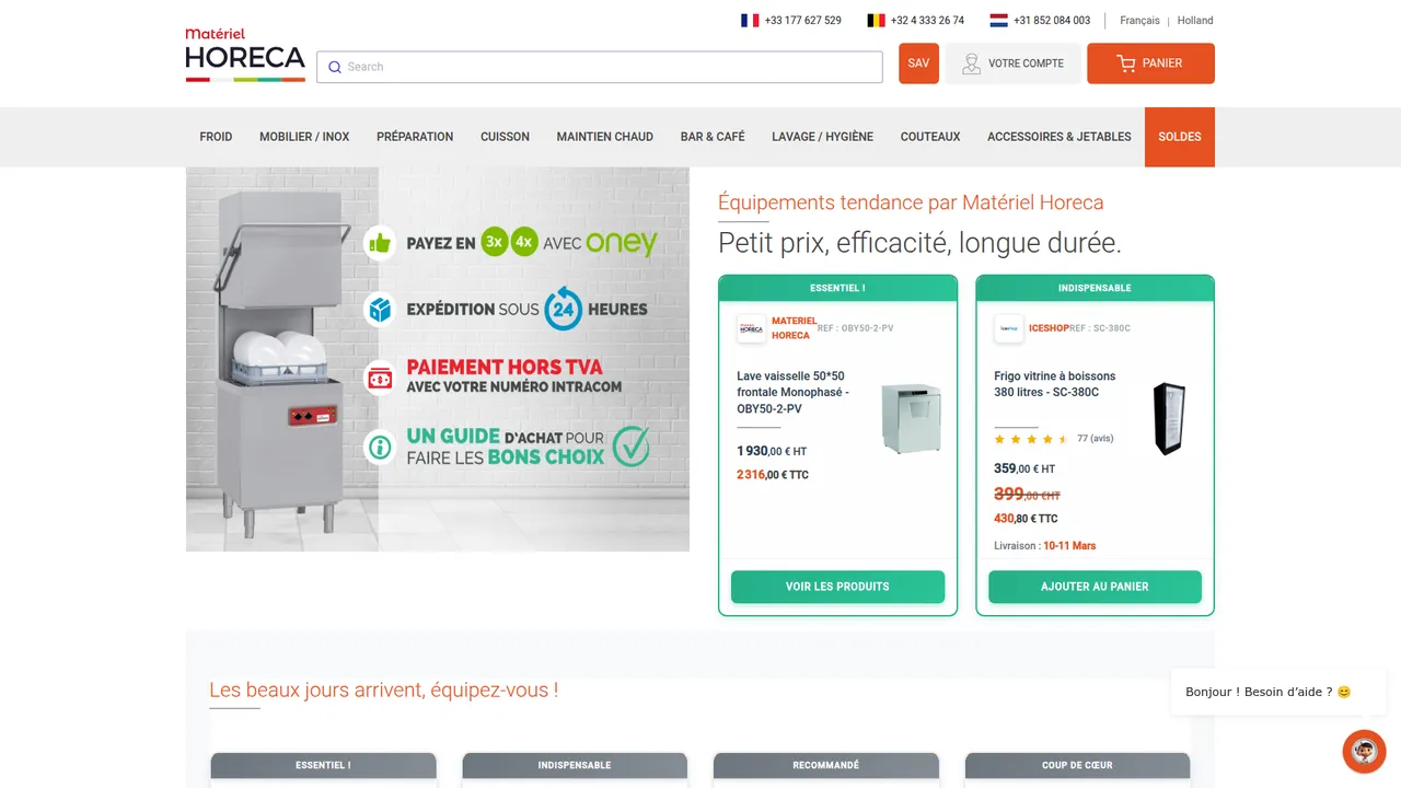 Aperçu du site Matériel-Horeca