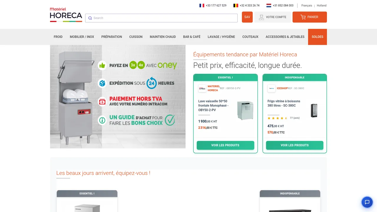 Aperçu du site Materiel Horeca
