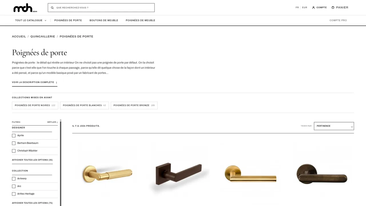 Aperçu du site MCH Store