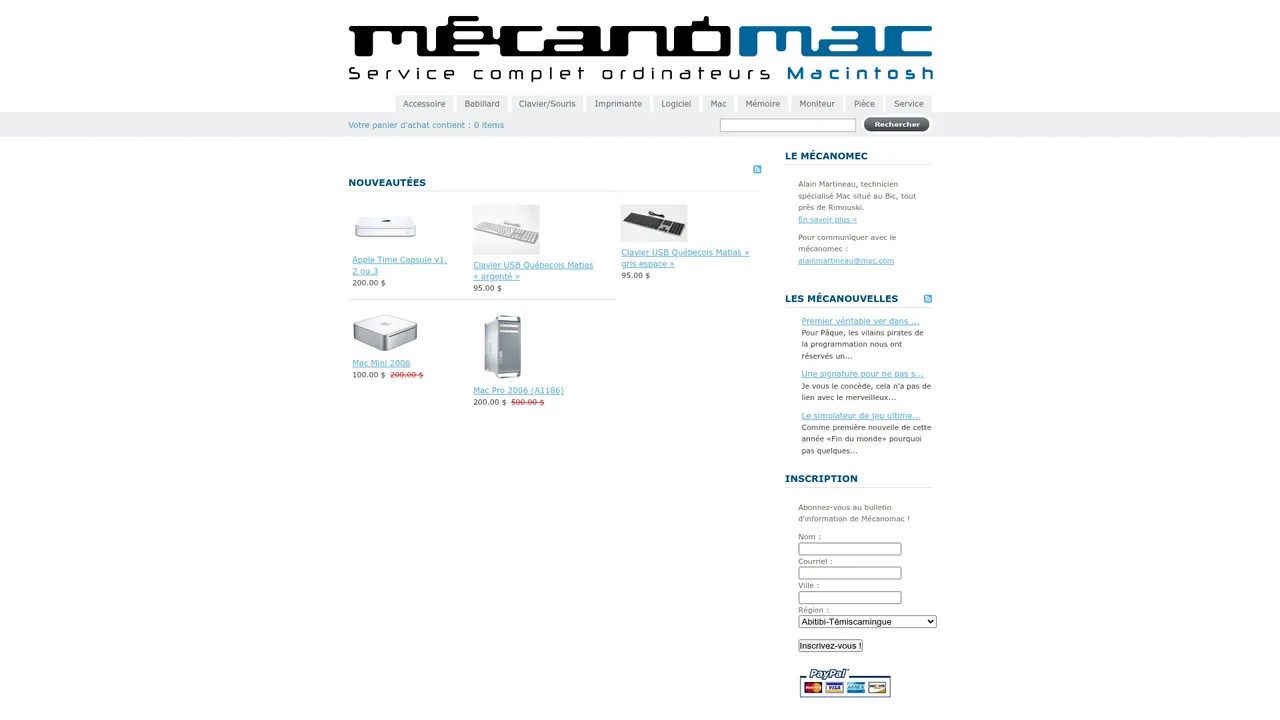 Aperçu du site Mécanomac — Mécanomac