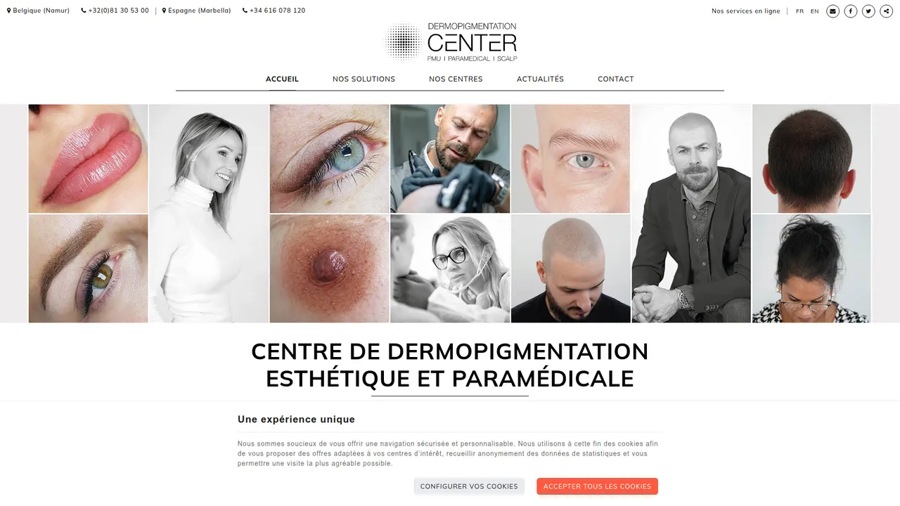 Aperçu du site Medico Derm : matériel professionnel et formations en dermopigmentation