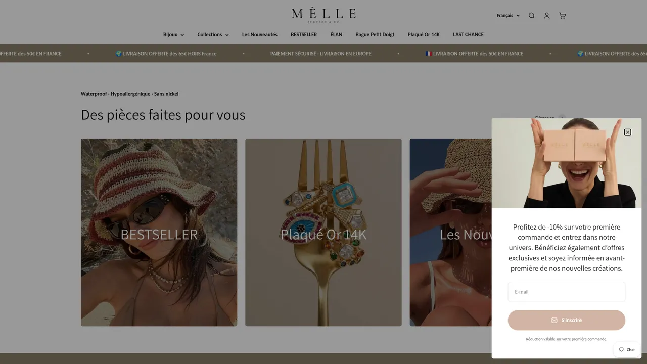 Screenshot de mellejewelry.com