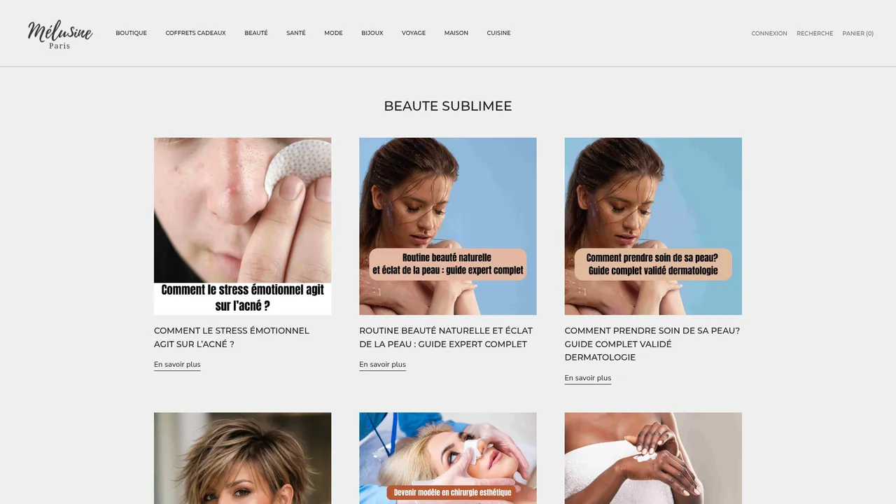 Aperçu du site Mélusine Cosmetics