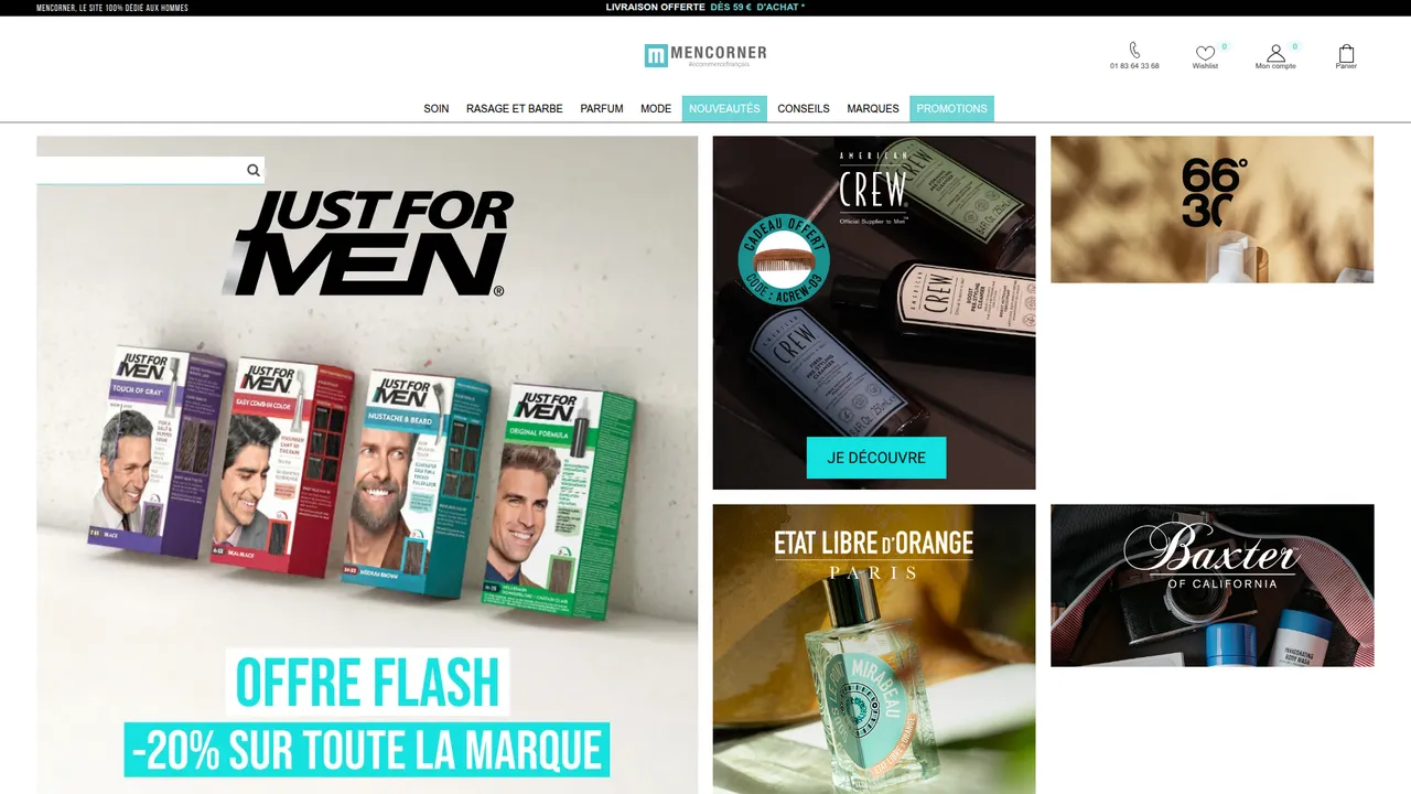Aperçu du site Mencorner