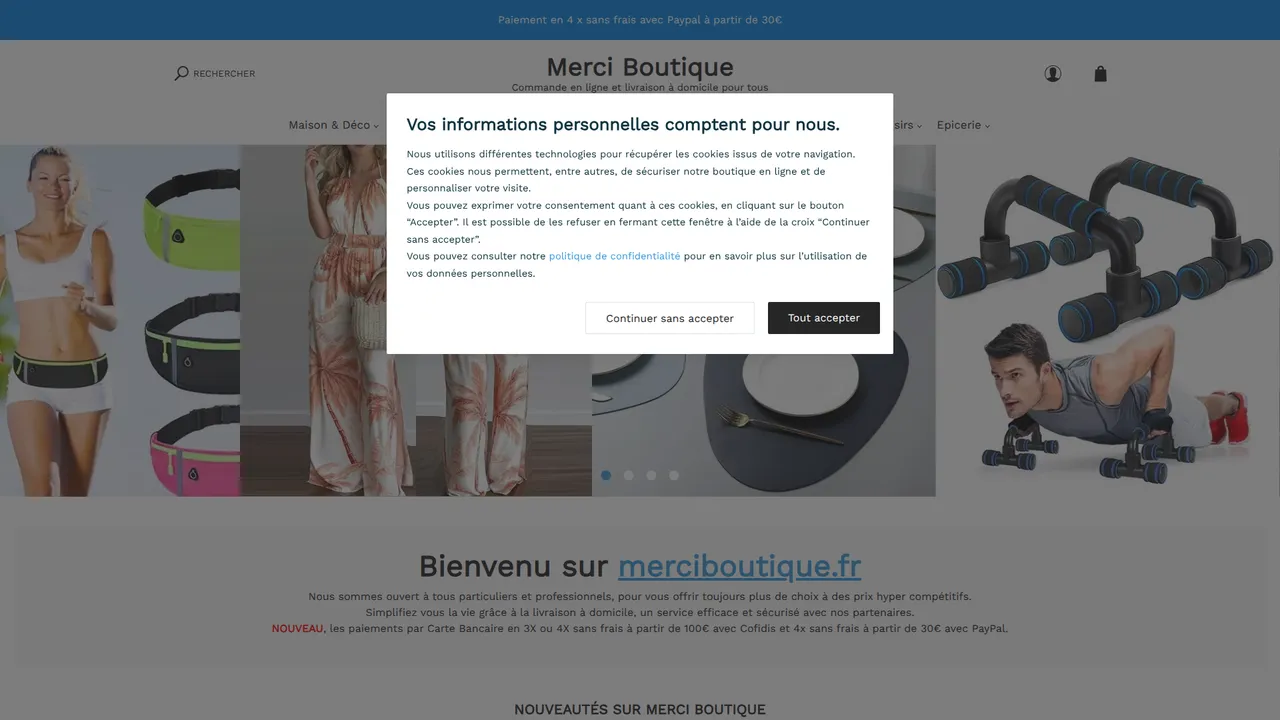 Aperçu du site MERCI BOUTIQUE
