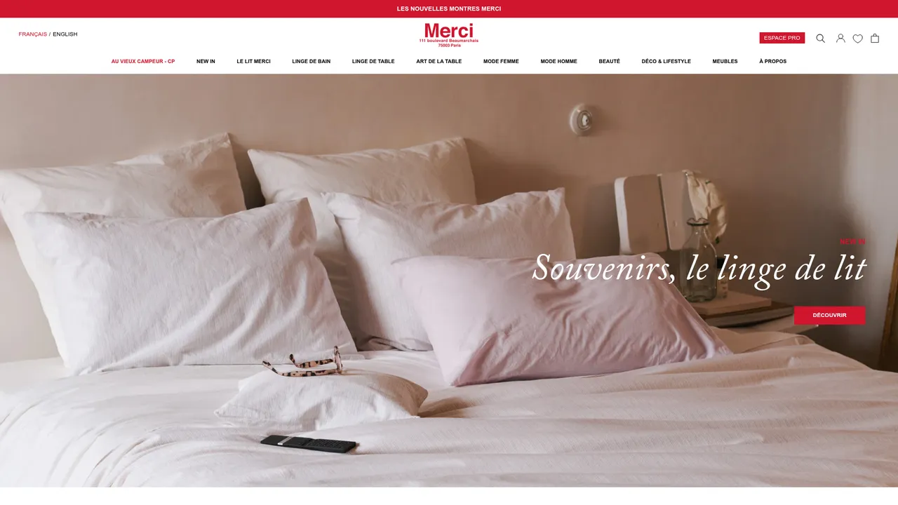 Aperçu du site Merci Paris