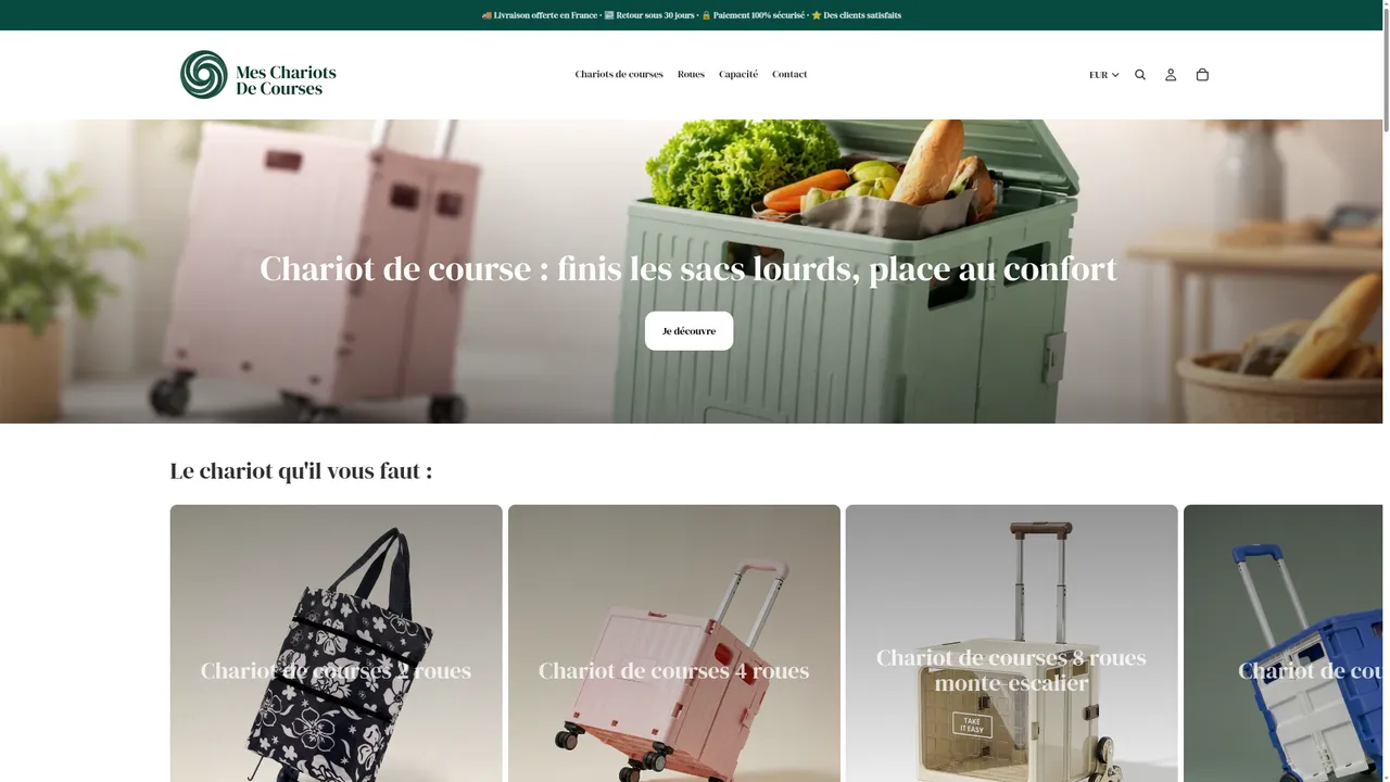 Screenshot de meschariotsdecourses.fr