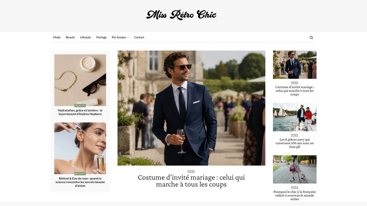Aperçu du site MissRetroChic, N°1 de la mode vintage et glamour