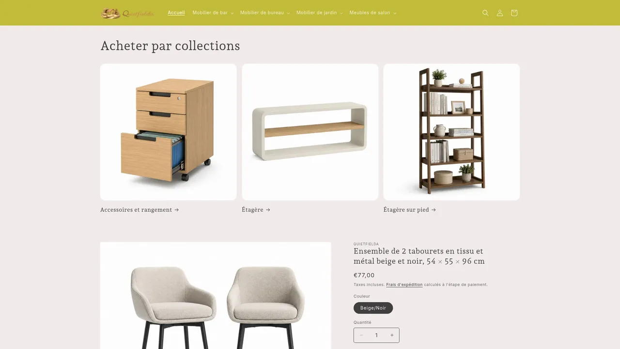 Screenshot de Mobilier pour un intérieur paisible | Quietfielda