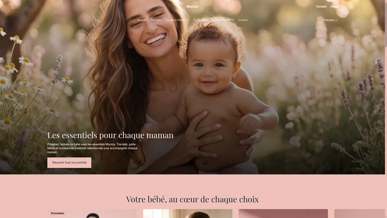 Screenshot de Momizy I Né de l'amour des mamans I Boutique maternité & bébé