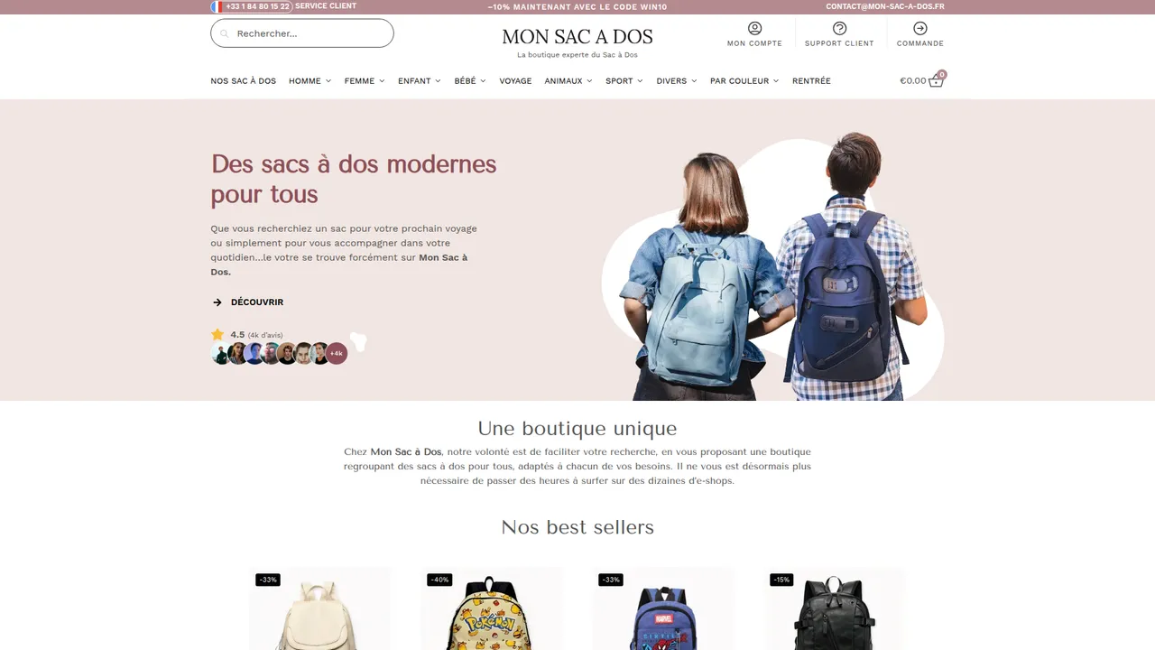 Aperçu du site Mon Sac à Dos