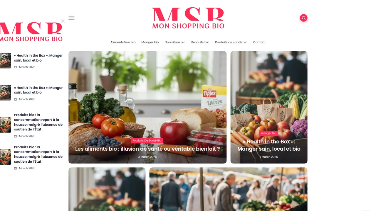 Aperçu du site Mon Shopping Bio