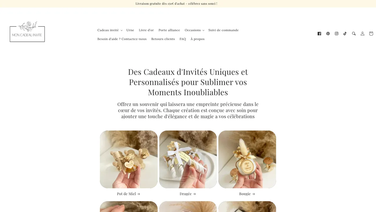 Screenshot de moncadeauinvite.fr