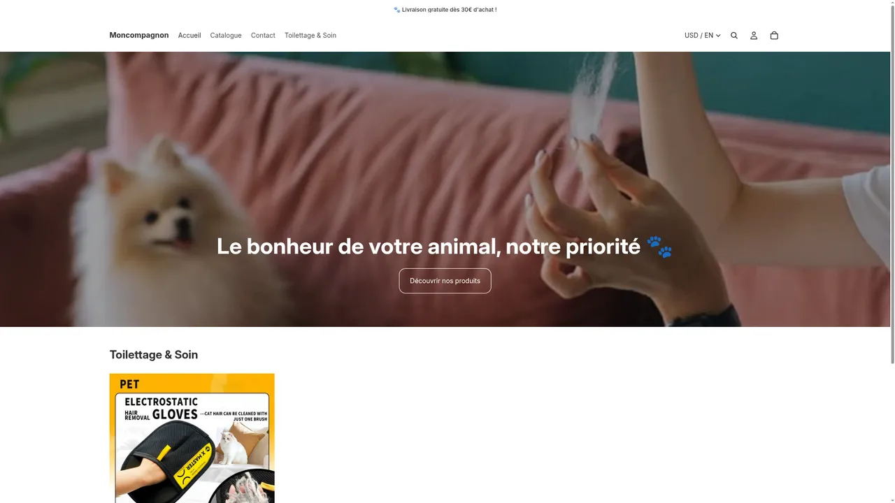 Aperçu du site Moncompagnon