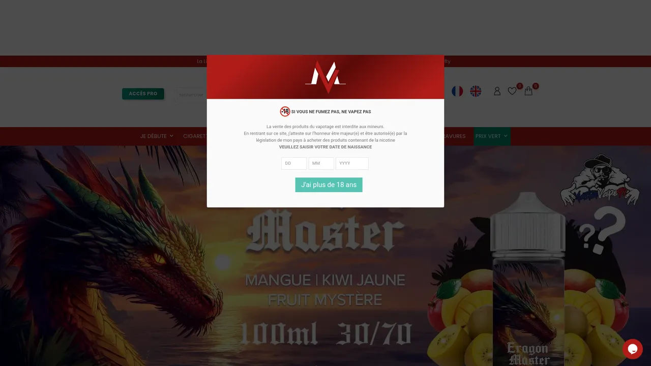 Aperçu du site Mondial Vape - Les e-Liquides les moins chers de France
