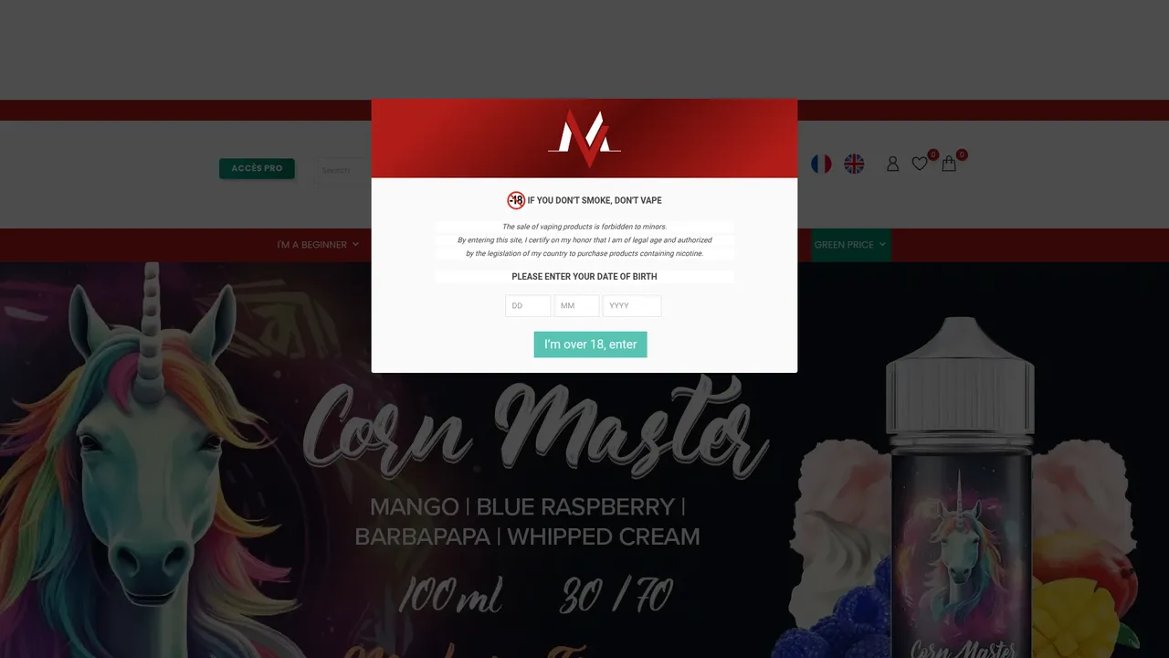 Aperçu du site Mondial Vape - Les e-Liquides les moins chers de France