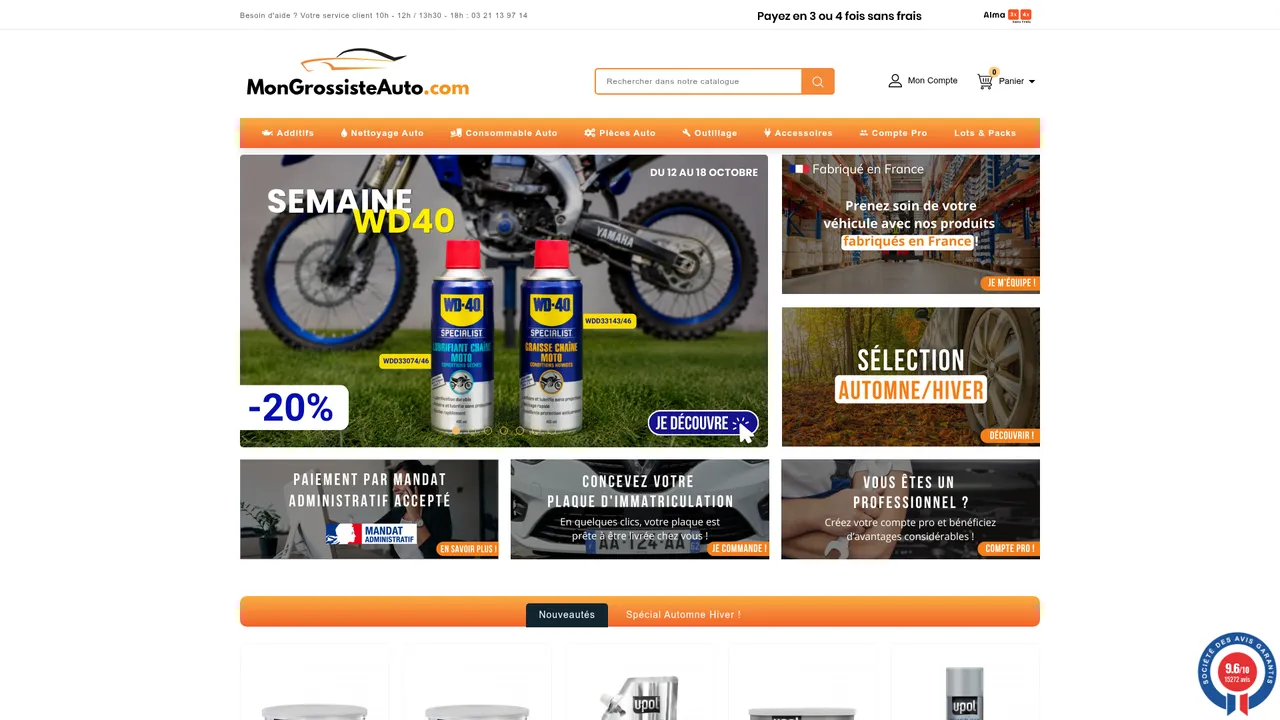 Aperçu du site Mongrossisteauto.com