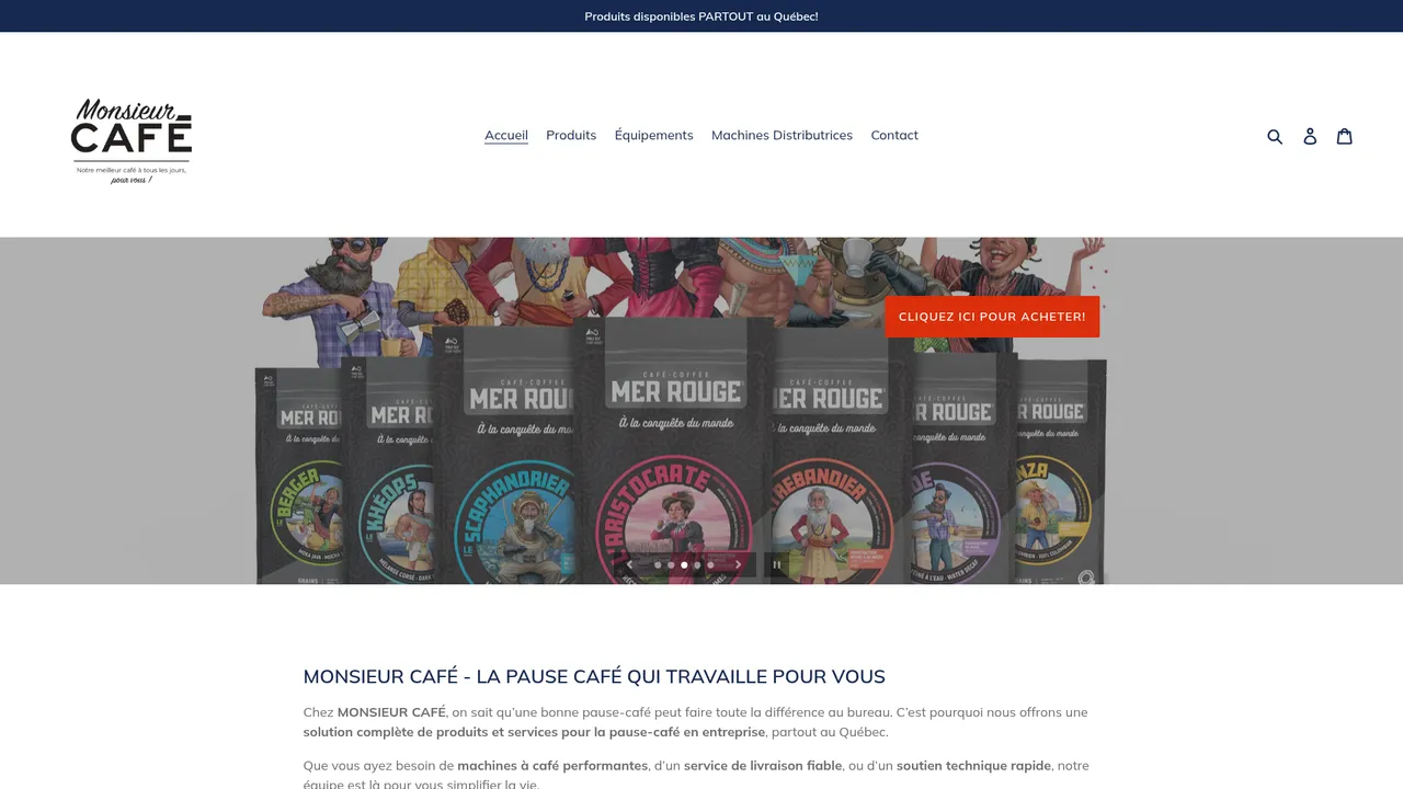 Aperçu du site Monsieur Café
