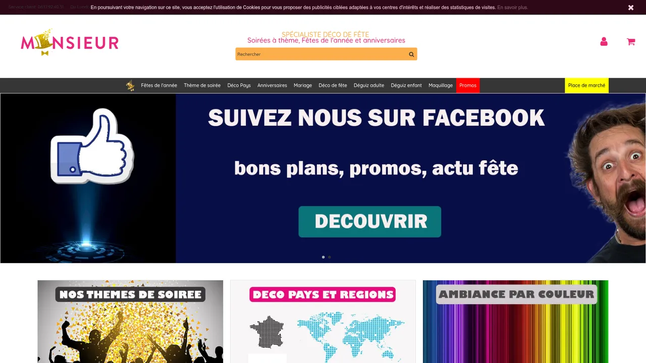 Aperçu du site Monsieur Paillettes boutique en ligne