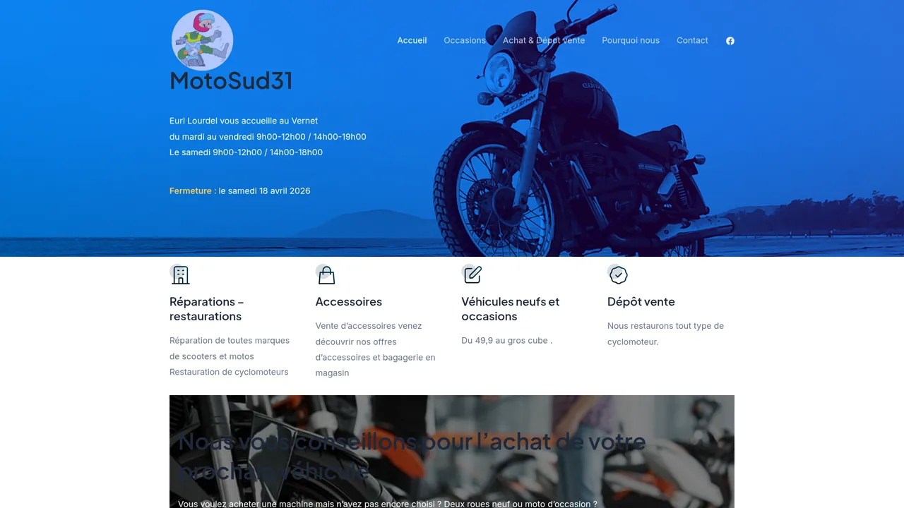 Screenshot de motosud31.fr