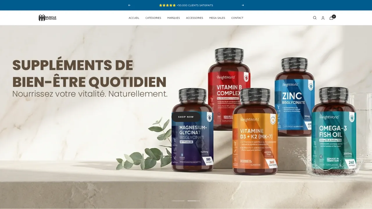 Aperçu du site Muscle Nutrition – Compléments Sportifs N°1 en Tunisie