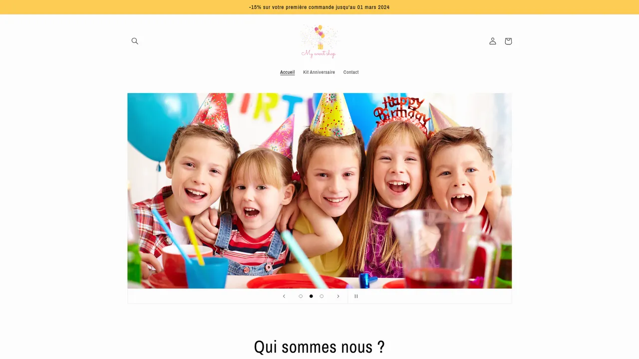 Aperçu du site My Event Shop