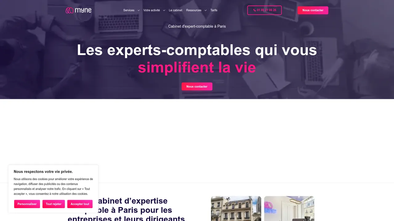Aperçu du site Myne Boutique en ligne
