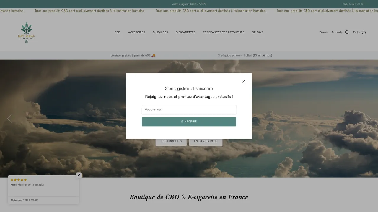 Screenshot de Natukana CBD & VAPE