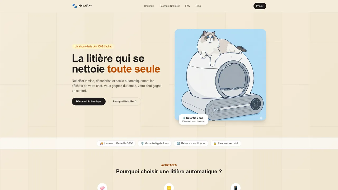 Aperçu du site NekoBot
