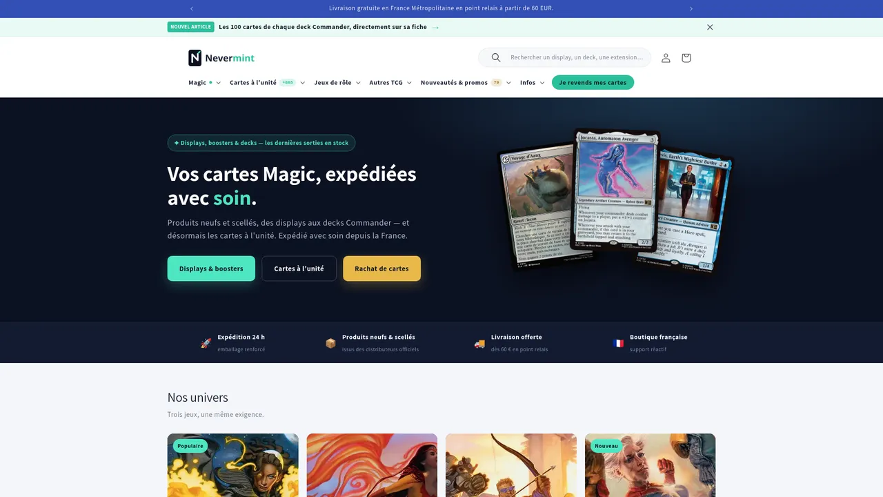 Screenshot de nevermint.fr