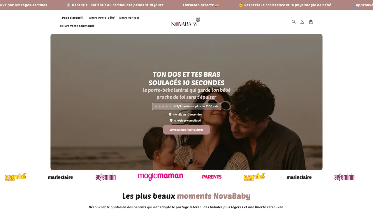 Screenshot de Novababy | Porte-Bébé Physiologique & Confortable