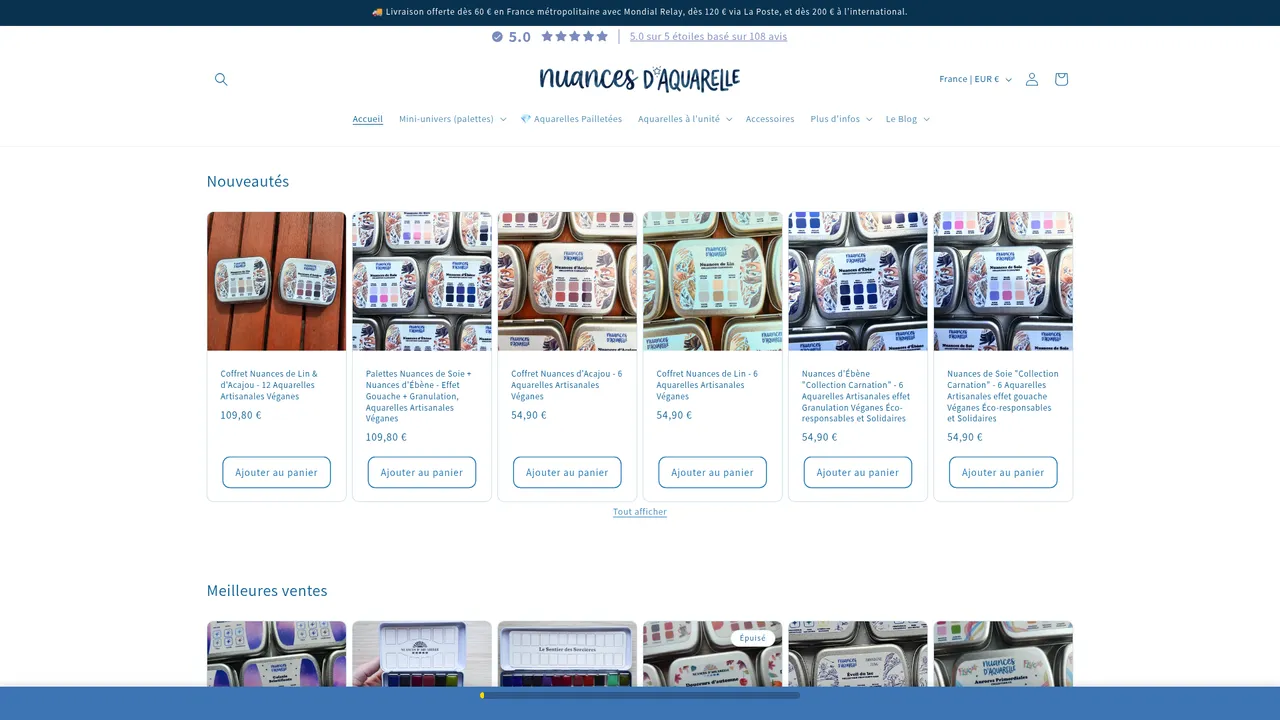 Screenshot de nuancesdaquarelle.fr