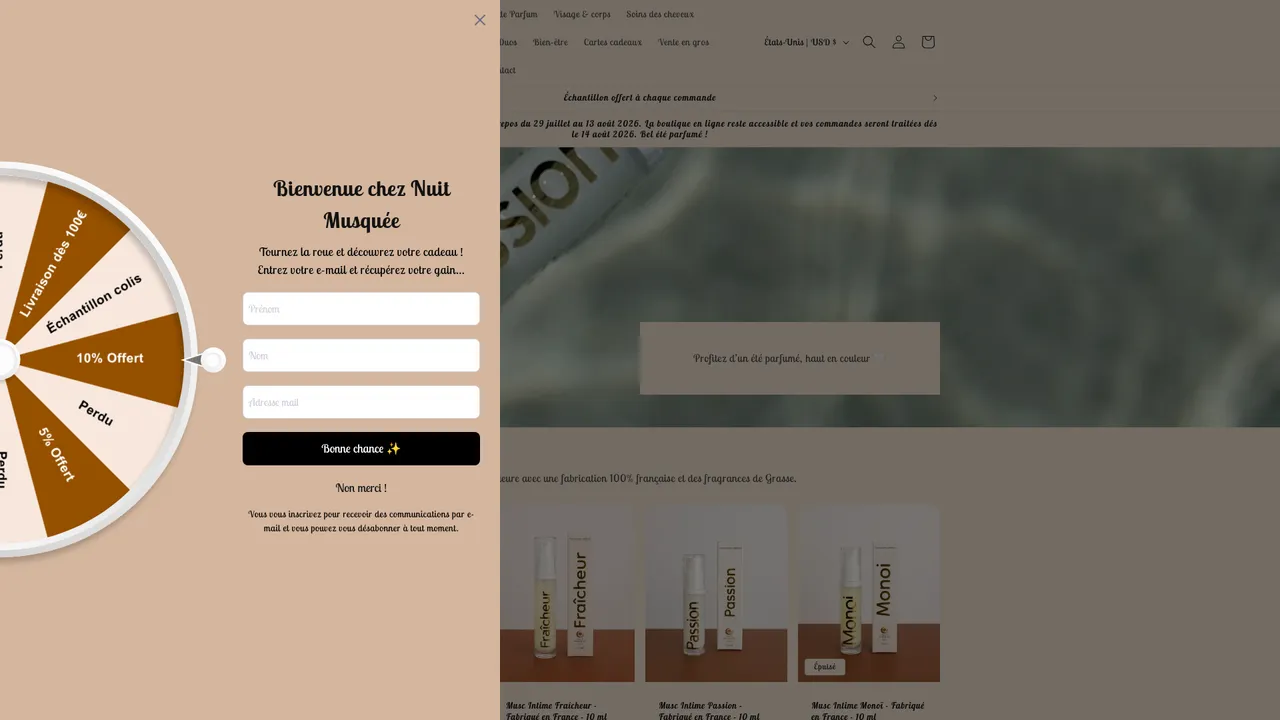 Aperçu du site Nuit Musquée