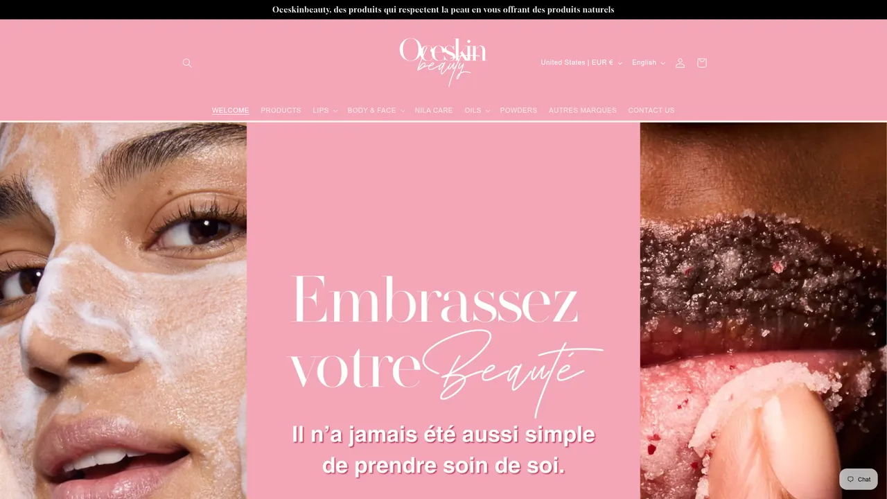 Screenshot de oceskinbeauty.com